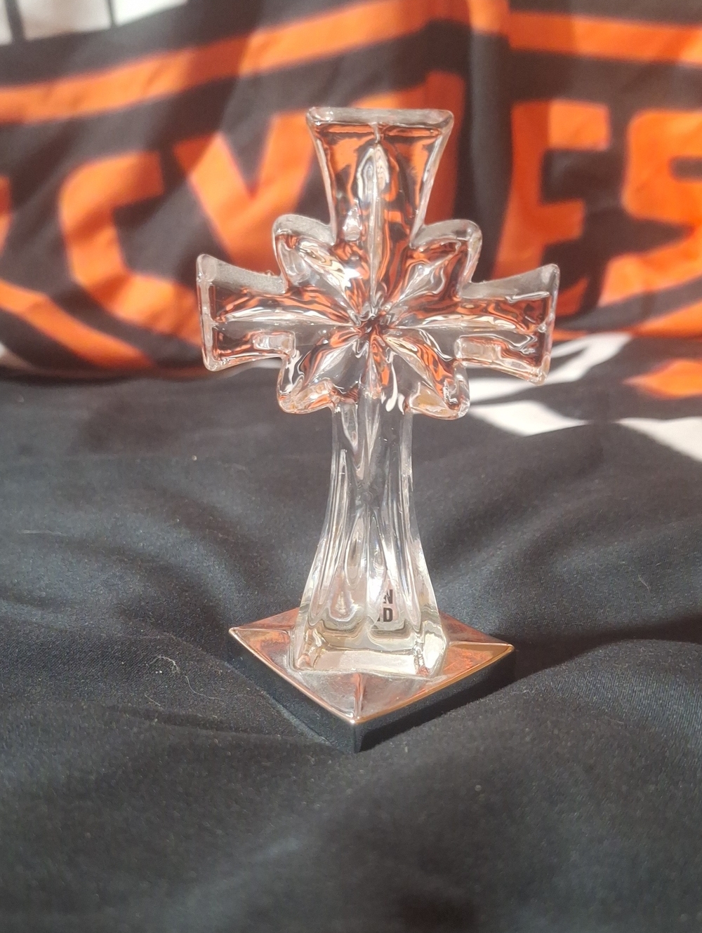 Clear Glass Cross Decorative Sculpture - Home Art